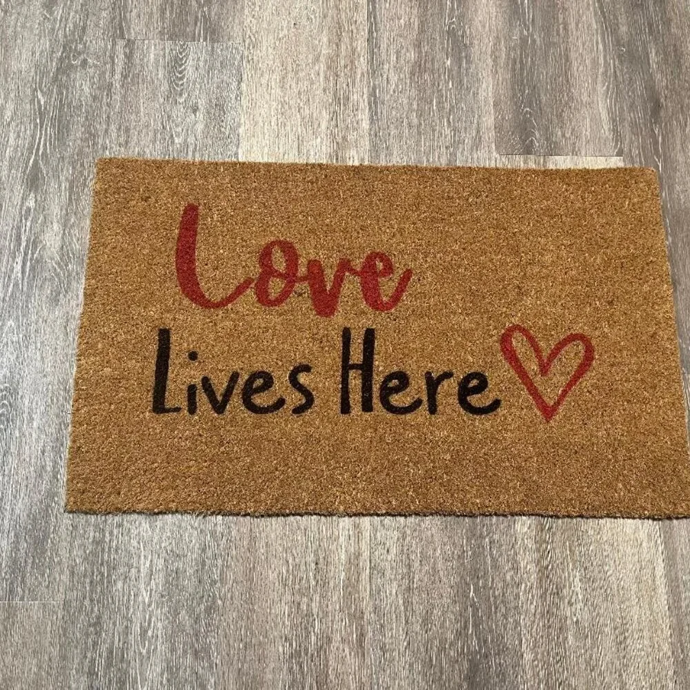 Love Lives Here decorative coir doormat
